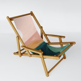 pink, green, gold moon watercolor mountains Sling Chair