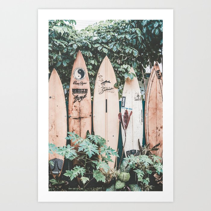 Boho Surfer Surfboards Art Print