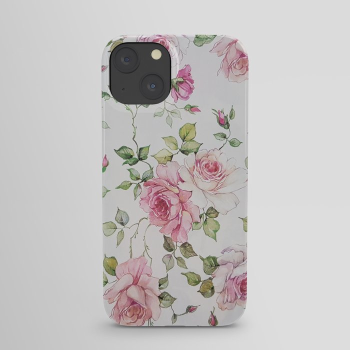 Shabby vintage blush pink white floral iPhone Case