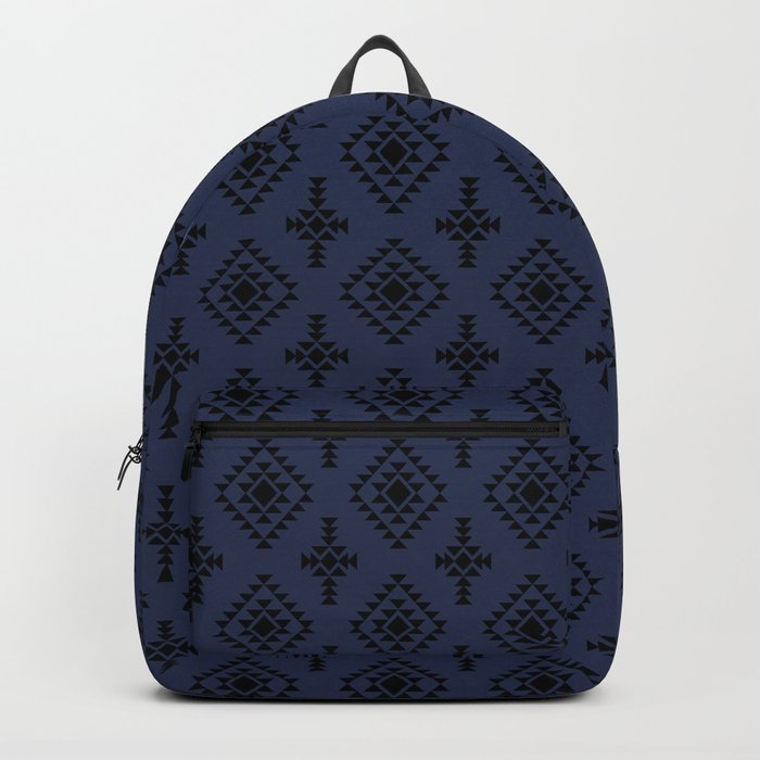 Navy Blue and Black Native American Tribal Pattern Backpack