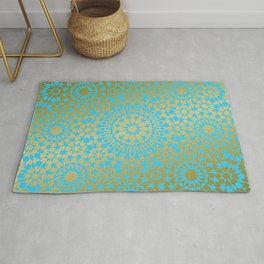 Moroccan Nights - Gold Teal Mandala Pattern 1 - Mix & Match with Simplicity of Life Area & Throw Rug