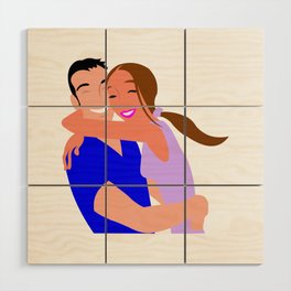  Couple Hug Happy Embrace Hugging Smile Girl Wood Wall Art