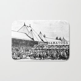 "The Starting Gate" Saratoga Springs Race Course Track Bath Mat | Churchilldowns, Belmontstakes, Saratogasprings, Jockey, Preakness, Equine, Kentuckyderby, Saratoga, Congresspark, Drawing 