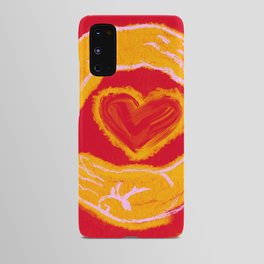 Heart in Hands, Orange, Yellow, Center Love In Our Communities, Digital Screenprint Android Case