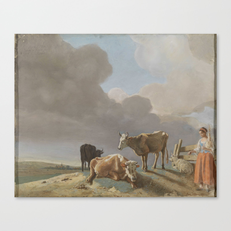 Landscape With Cows Sheep And Shepherdess Altered Copy Of A