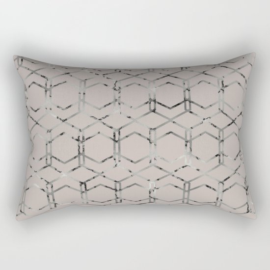 Silver Geometric Art Deco - Gatsby Taupe Rectangular Pillow
