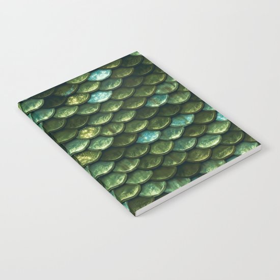 Aqua and green sparkling mermaid glitter scales- Mermaidscales Notebook
