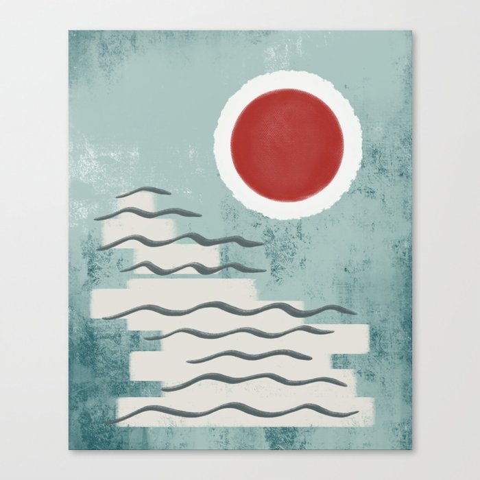 Japanese Woodblock Sun and Wave  Canvas Print