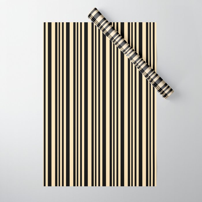 Black & Beige Colored Pattern of Stripes Wrapping Paper