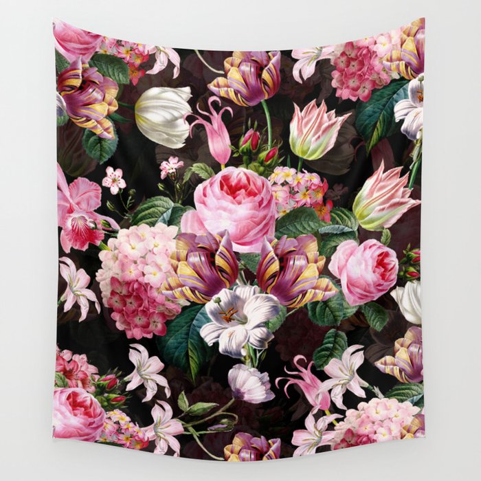 Vintage & Shabby Chic - Midnight Rose Garden Wall Tapestry