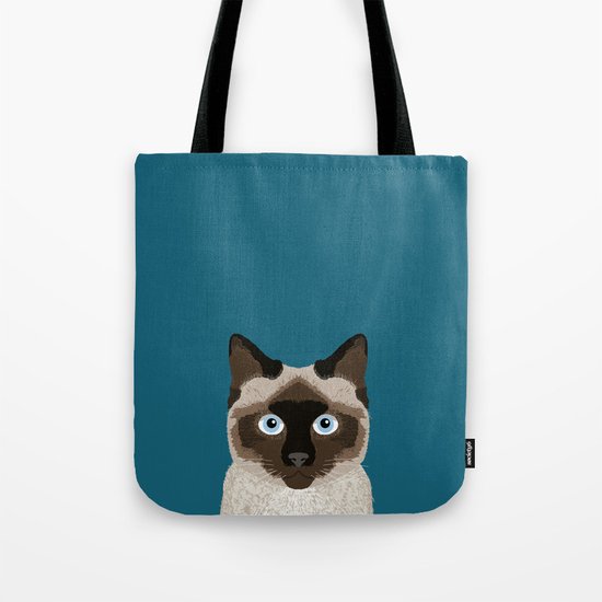 Ezra - Siamese Cat, Cute Kitten Retro Cat Art cell phone case, siamese, cute cat Tote Bag