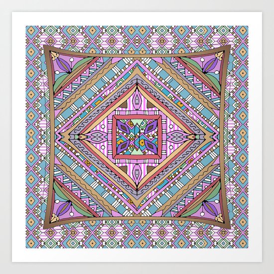 Sweet Funky Retro Mandala Art Print