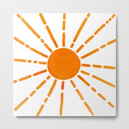 Sun Metal Print | Eclips, Sun, Yellow, Morning, Champanie, Watercolor, Evening, Outdoor, Sunlight, Sunrising 