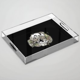 Skull with star eyes camouflage leopard Acrylic Tray