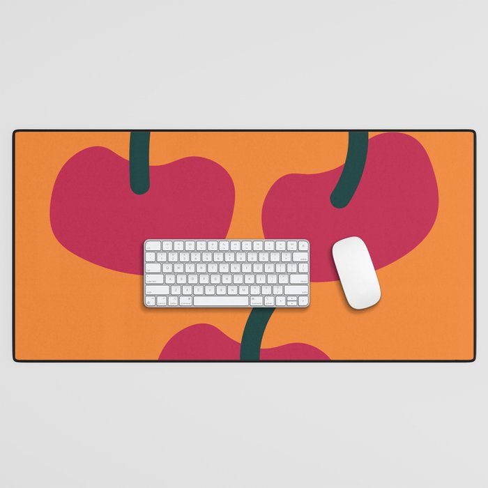 Cherry Fruit Illustration Desk Mat