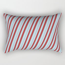[ Thumbnail: Brown and Light Blue Colored Striped/Lined Pattern Rectangular Pillow ]