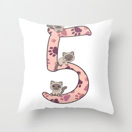 Siamese Cat Fifth Birthday For Kids Cats Throw Pillow