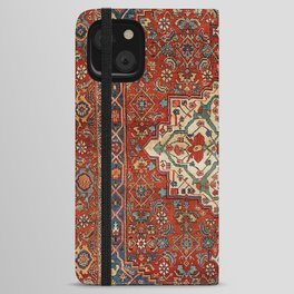 North-West Persia Bijar Old Century Authentic Colorful Royal Red Blue Green Vintage Patterns iPhone Wallet Case