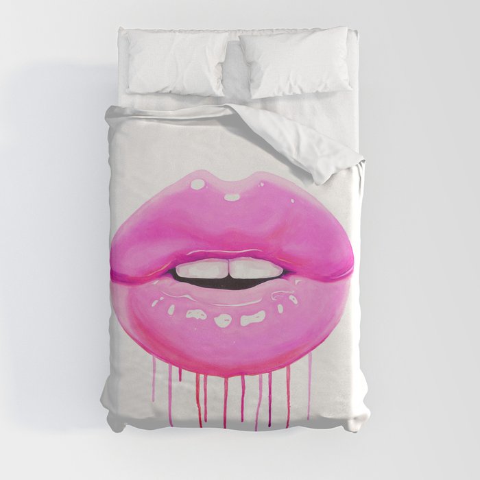 Pink lips Duvet Cover
