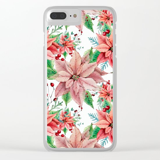 Red Poinsettia Clear iPhone Case