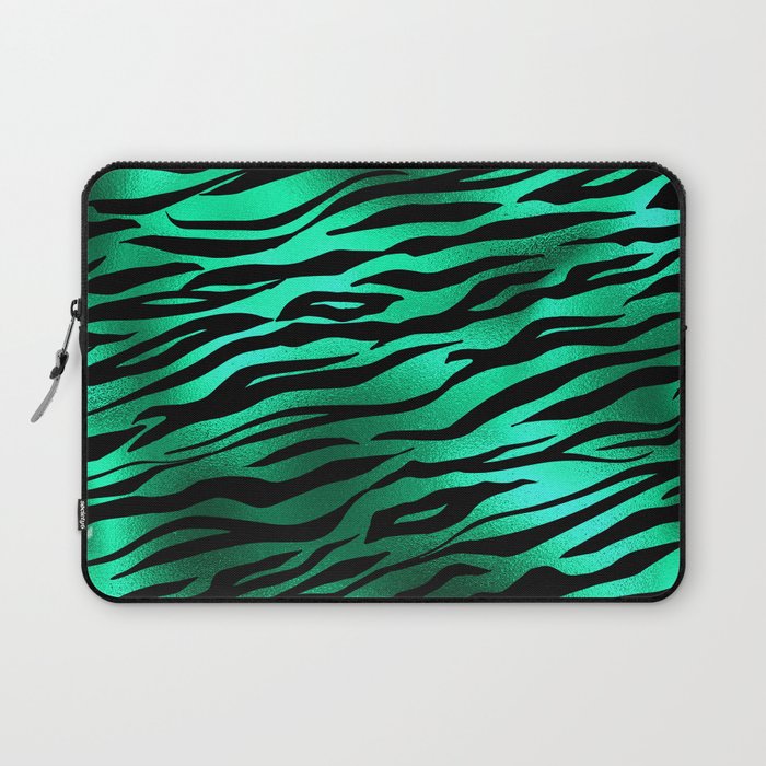 Green Tiger Skin Print Metallic Pattern Laptop Sleeve
