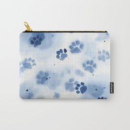 Indigo Paw Prints Watercolor Carry-All Pouch | Watercolor, Indigo, Midnight, Petgift, Painting, Paw, Pattern, Navy, Paws, Pawprint 