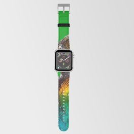 Watercolour parrot with green background Apple Watch Band