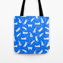 Playful Dogs Pattern Cobalt Blue Tote Bag
