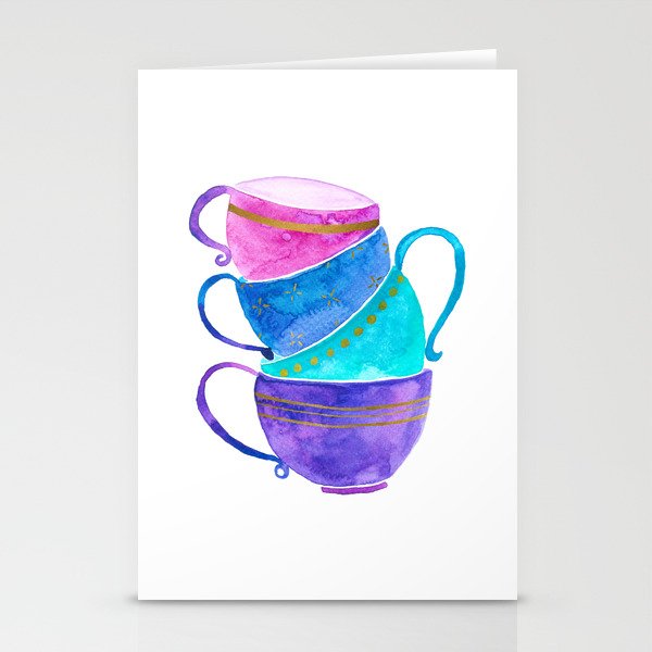 Stacked teacups Stationery Cards