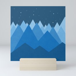 Abstract landscape in blue Mini Art Print