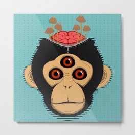 3rd Eye Chimp & Psychedelic Mushrooms Metal Print | Graphicdesign, Openmind, Digital, Woke, Trip, Enlighten, Chimpanzee, 3Rdeye, Thirdeye, Mushroom 