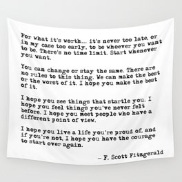 For what it's worth - F Scott Fitzgerald quote Wall Tapestry