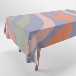 Wavy Loops Retro Abstract Pattern in Periwinkle, Orange, Celadon, and Blush Tablecloth