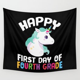 Happy First Day Of Fourth Grade Unicorn Wall Tapestry