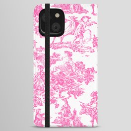 Fuschia Pink Toile de Jouy iPhone Wallet Case
