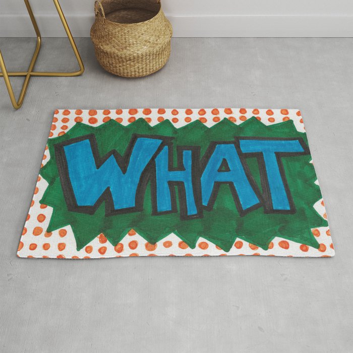 'WHAT' Graphic Comic Book Bubble Rug