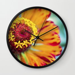 Orange and teal colourful flower photography Wall Clock