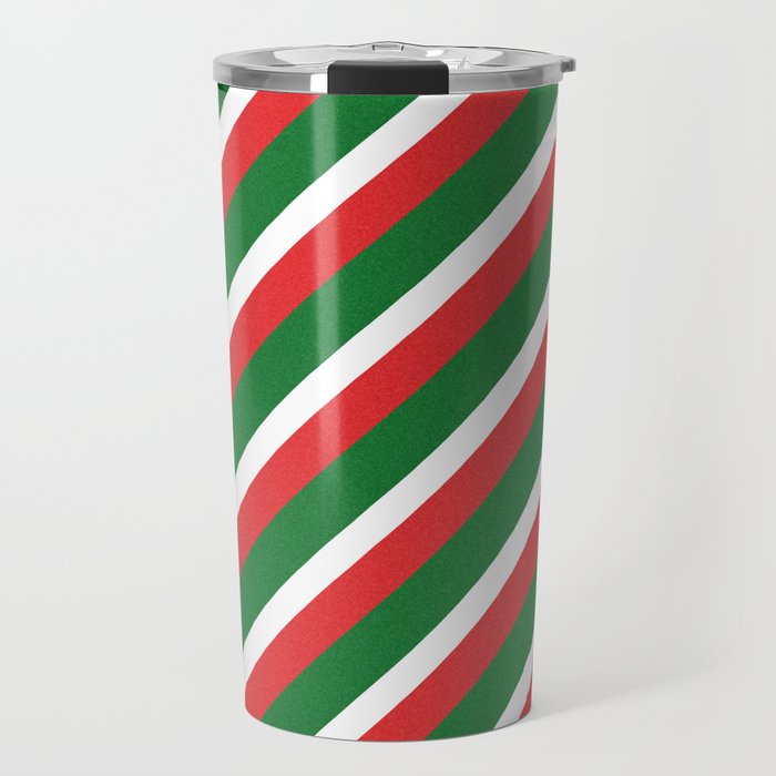Modern Diagonal Stripes - Christmas Seasonal Colors Travel Mug