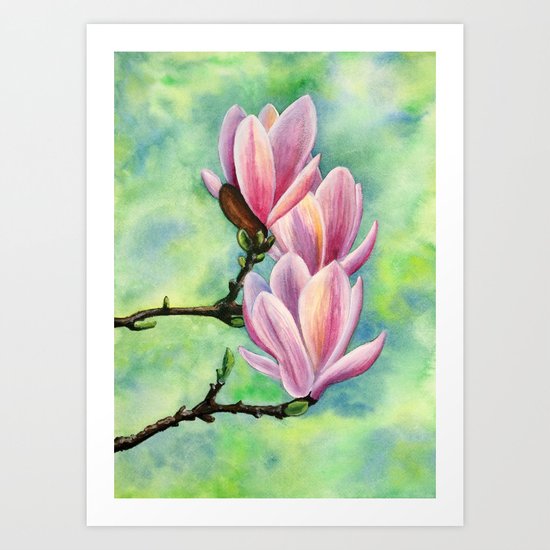 Magnolia Flower Blossom Floral Botanical Original Painting