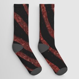 Ripped SpaceTime Stripes - Glitter Red Socks