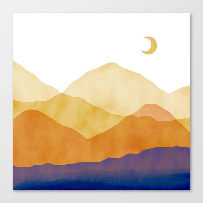 Moon mountains sunset Canvas Print