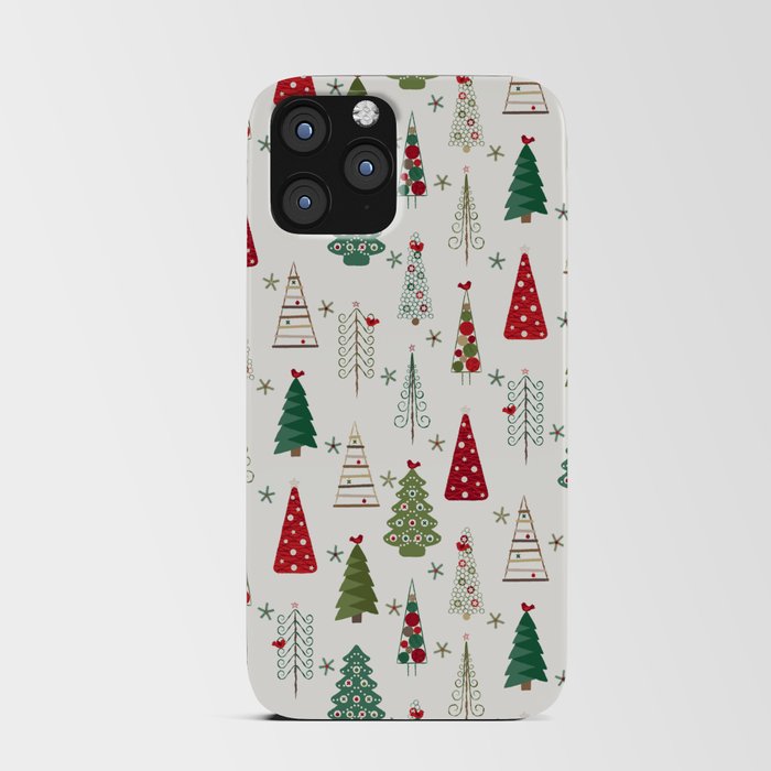 Scandinavian Christmas Trees Pattern - Red Green iPhone Card Case