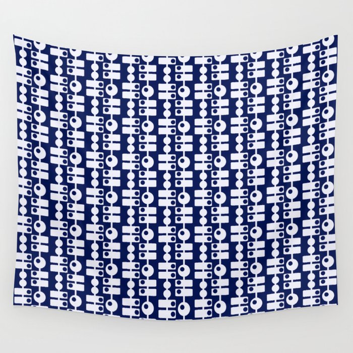 "Flat" White on Blue Wall Tapestry