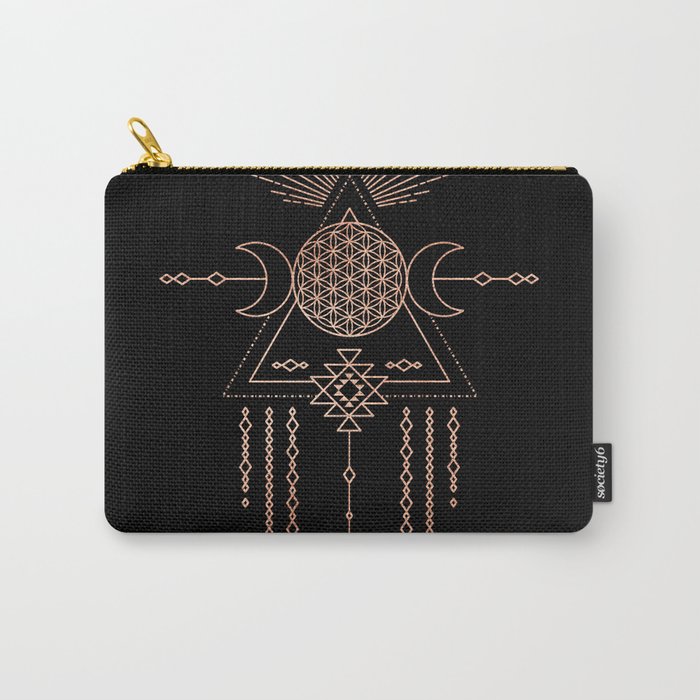 Mandala Flower of Life Rose Gold Pink Carry-All Pouch