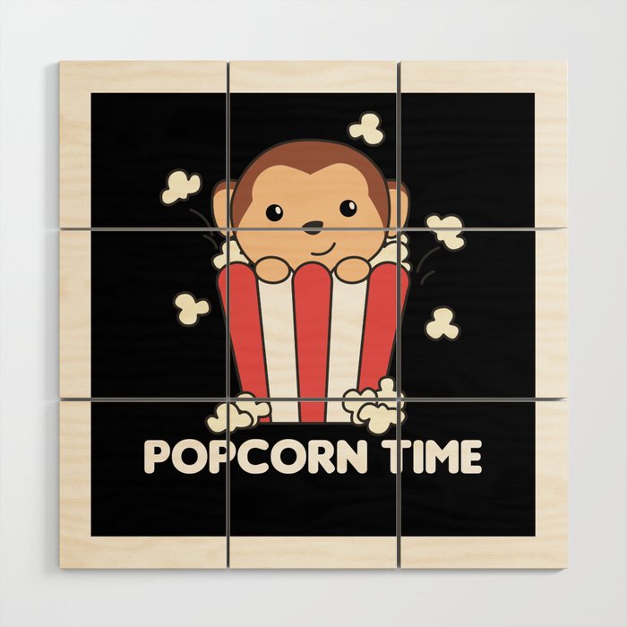 Monkey Popcorn Time Funny Animals In Fast Food Wood Wall Art