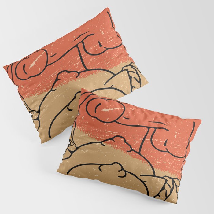 vintage black erotic threesome illustration threesome positions drawing hot sex scene poster Pillow Sham by Modern Art Creative Society6