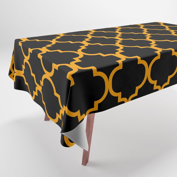 Moroccan Trellis (Orange & Black Pattern) Tablecloth