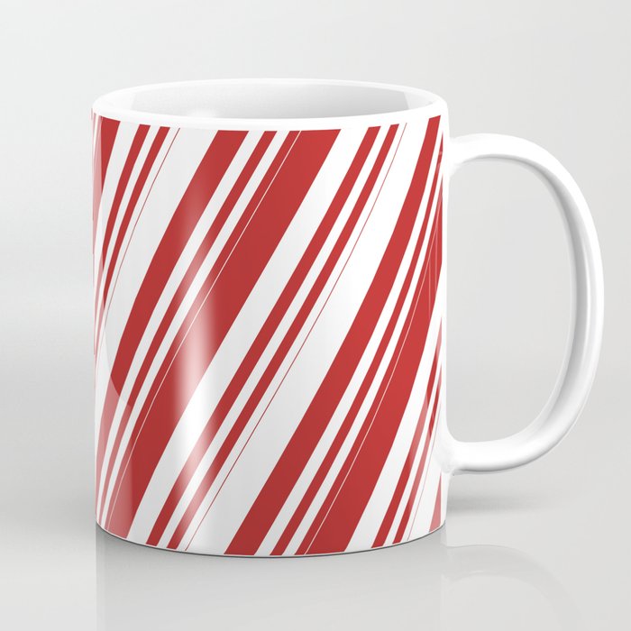 Red and White Colored Lines/Stripes Pattern Coffee Mug