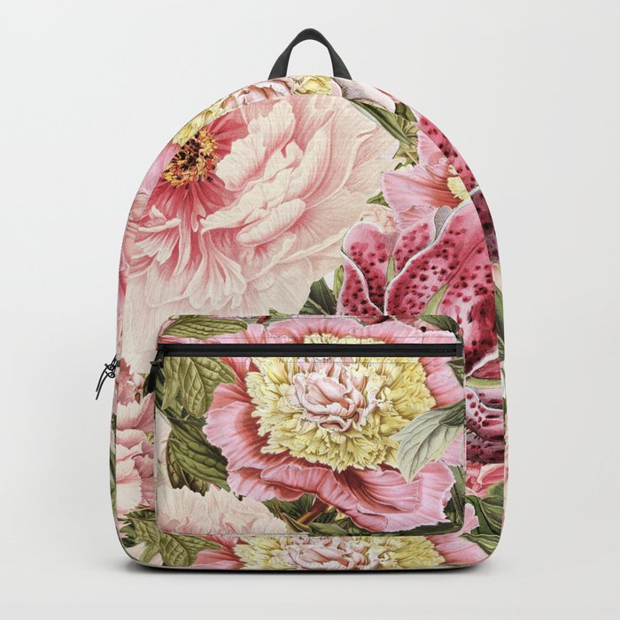 Vintage & Shabby Chic Floral Peony & Lily Flowers Watercolor Pattern Backpack