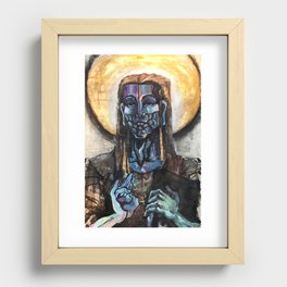He stands at the door and knocks. Recessed Framed Print
